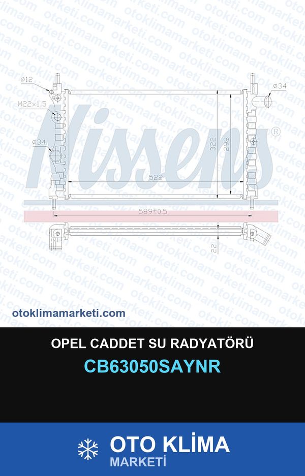Opel Caddet Su Radyatörü — SU RADYATÖRÜ — COOLTECH marka — Uyumlu: OPEL