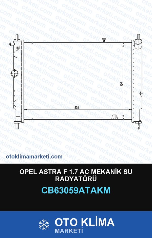 Opel Astra F 1.7 AC Mekanik Su Radyatörü — SU RADYATÖRÜ — VEKA marka — Uyumlu: OPEL