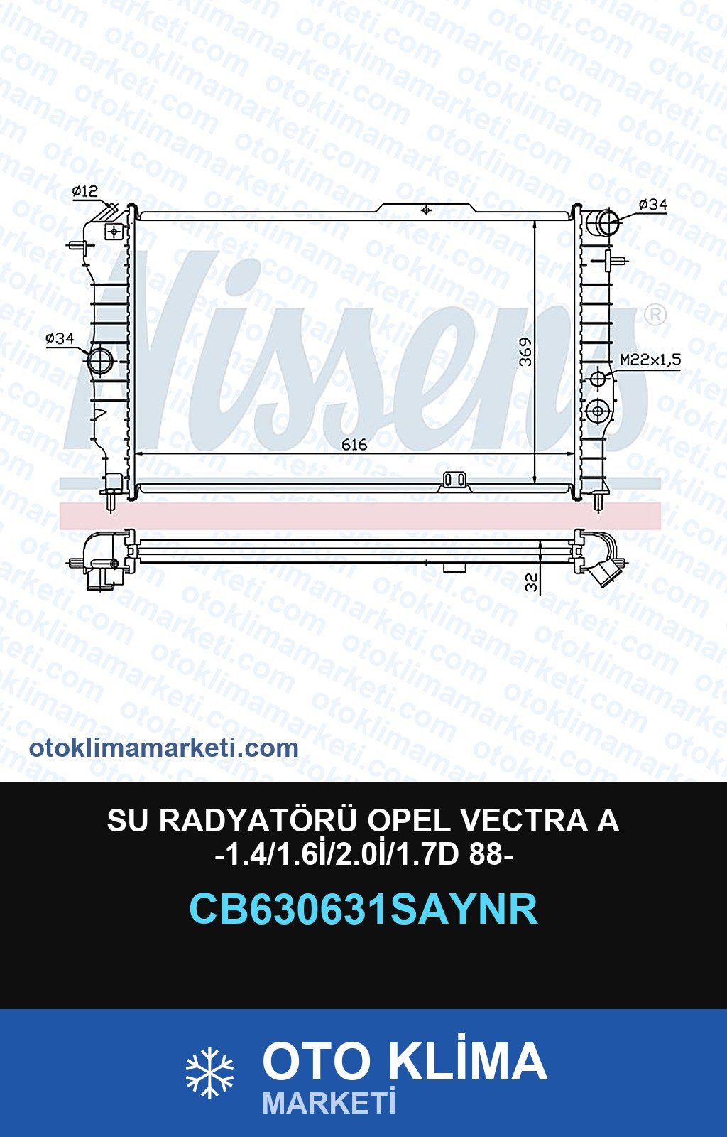 Su Radyatörü Opel Vectra A -1.4/1.6İ/2.0İ/1.7D 88- — SU RADYATÖRÜ — UNICORE marka — Uyumlu: OPEL