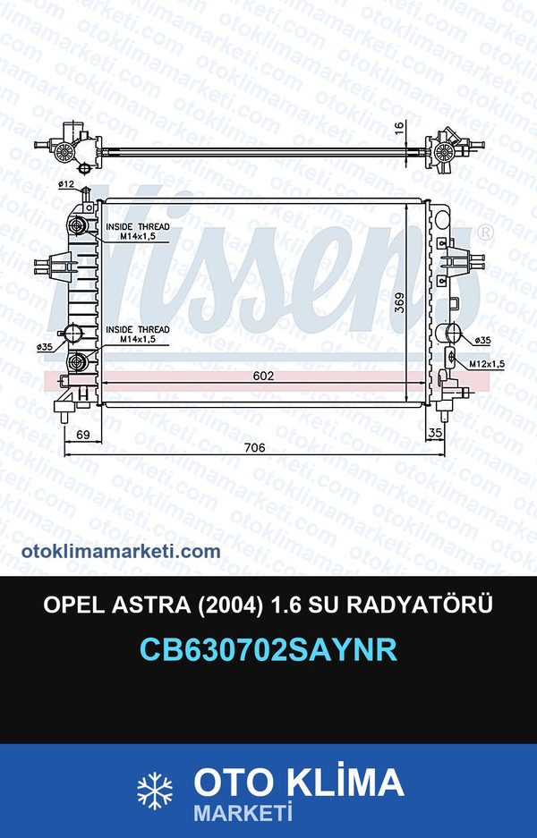 Opel Astra (2004) 1.6 Su Radyatörü — SU RADYATÖRÜ — UNICORE marka — Uyumlu: OPEL