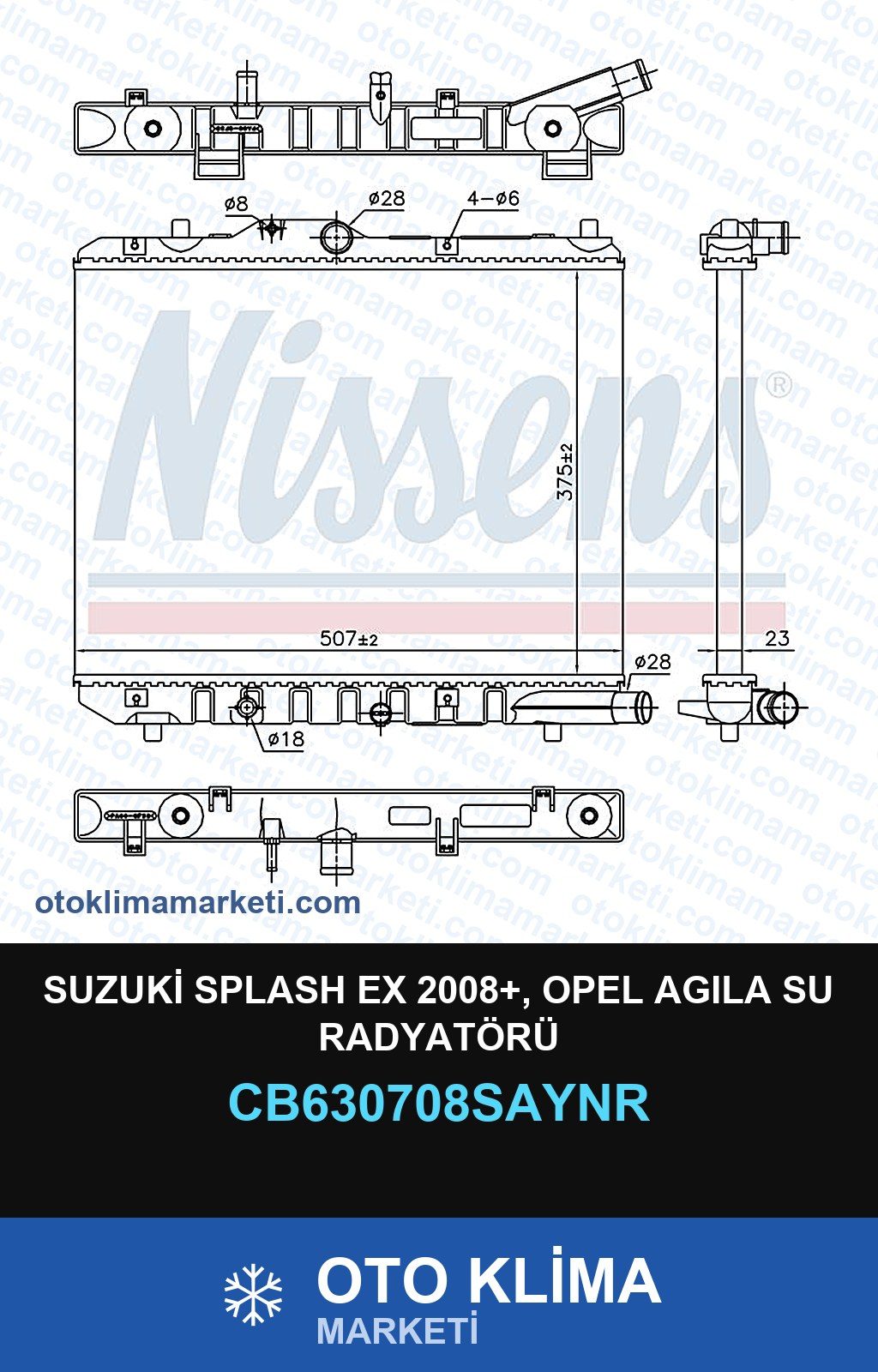 Suzuki Splash Ex 2008+, Opel Agila Su Radyatörü — SU RADYATÖRÜ — UNICORE marka — Uyumlu: OPEL, SUZUKI