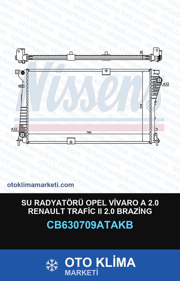Su Radyatörü Opel Vivaro A 2.0 Renault Trafic II 2.0 Brazing — SU RADYATÖRÜ — VEKA marka — Uyumlu: OPEL, RENAULT
