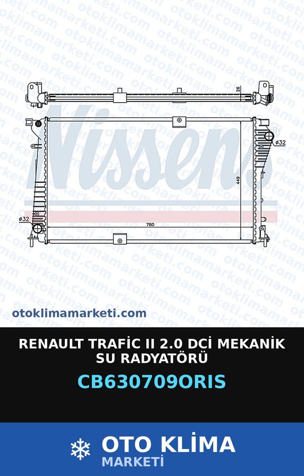 Renault Trafic II 2.0 DCİ Mekanik Su Radyatörü — SU RADYATÖRÜ — ORİS marka — Uyumlu: RENAULT