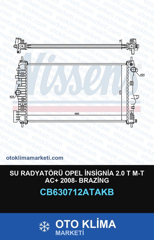 Su Radyatörü Opel İnsignia 2.0 T M-T AC+ 2008- Brazing — SU RADYATÖRÜ — VEKA marka — Uyumlu: OPEL