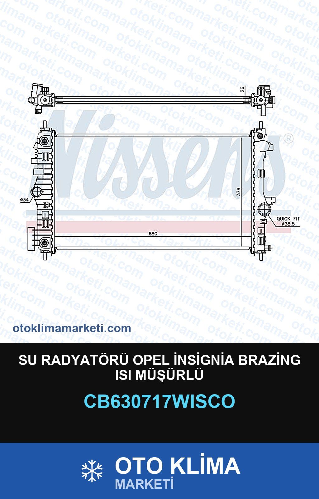 Su Radyatörü Opel İnsignia Brazing Isı Müşürlü — SU RADYATÖRÜ — WISCO marka — Uyumlu: OPEL