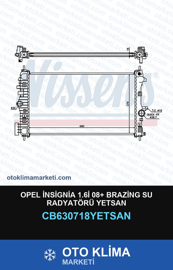 Opel İnsignia 1.6İ 08+ Brazing Su Radyatörü Yetsan — SU RADYATÖRÜ — YETSAN marka — Uyumlu: OPEL