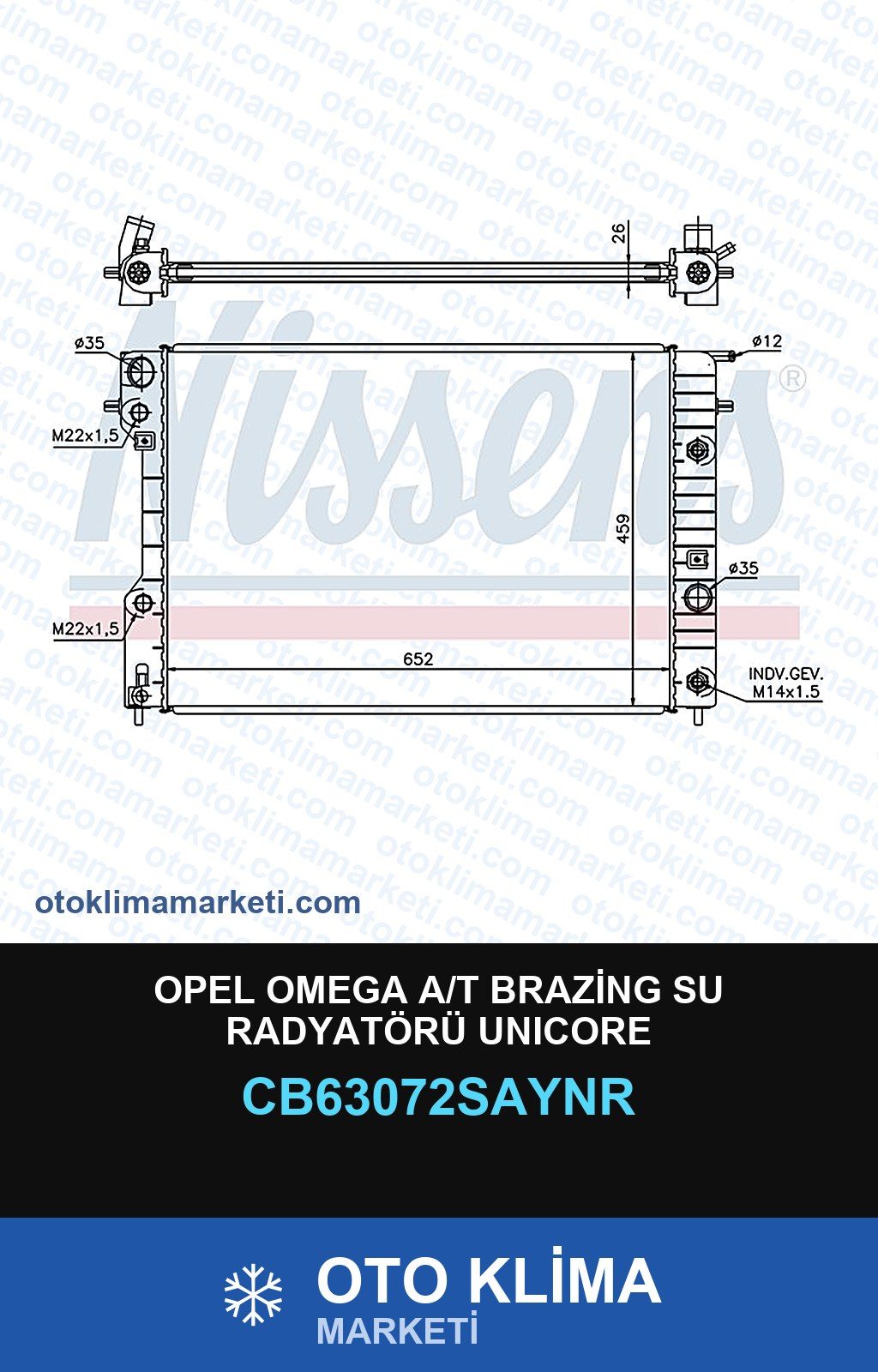 Opel Omega A/T Brazing Su Radyatörü Unicore — SU RADYATÖRÜ — UNICORE marka — Uyumlu: OPEL