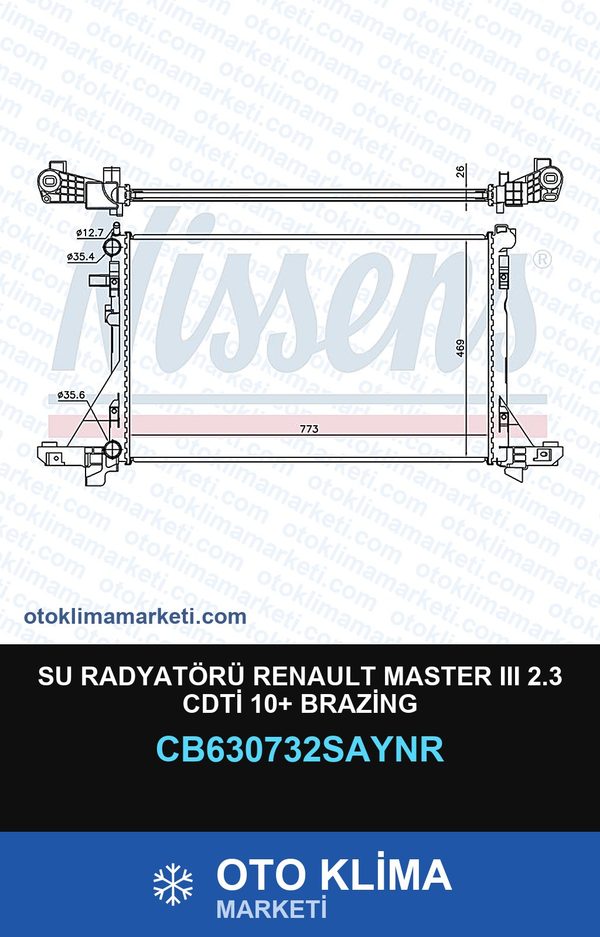 Su Radyatörü Renault Master III 2.3 CDTİ 10+ Brazing — SU RADYATÖRÜ — UNICORE marka — Uyumlu: RENAULT