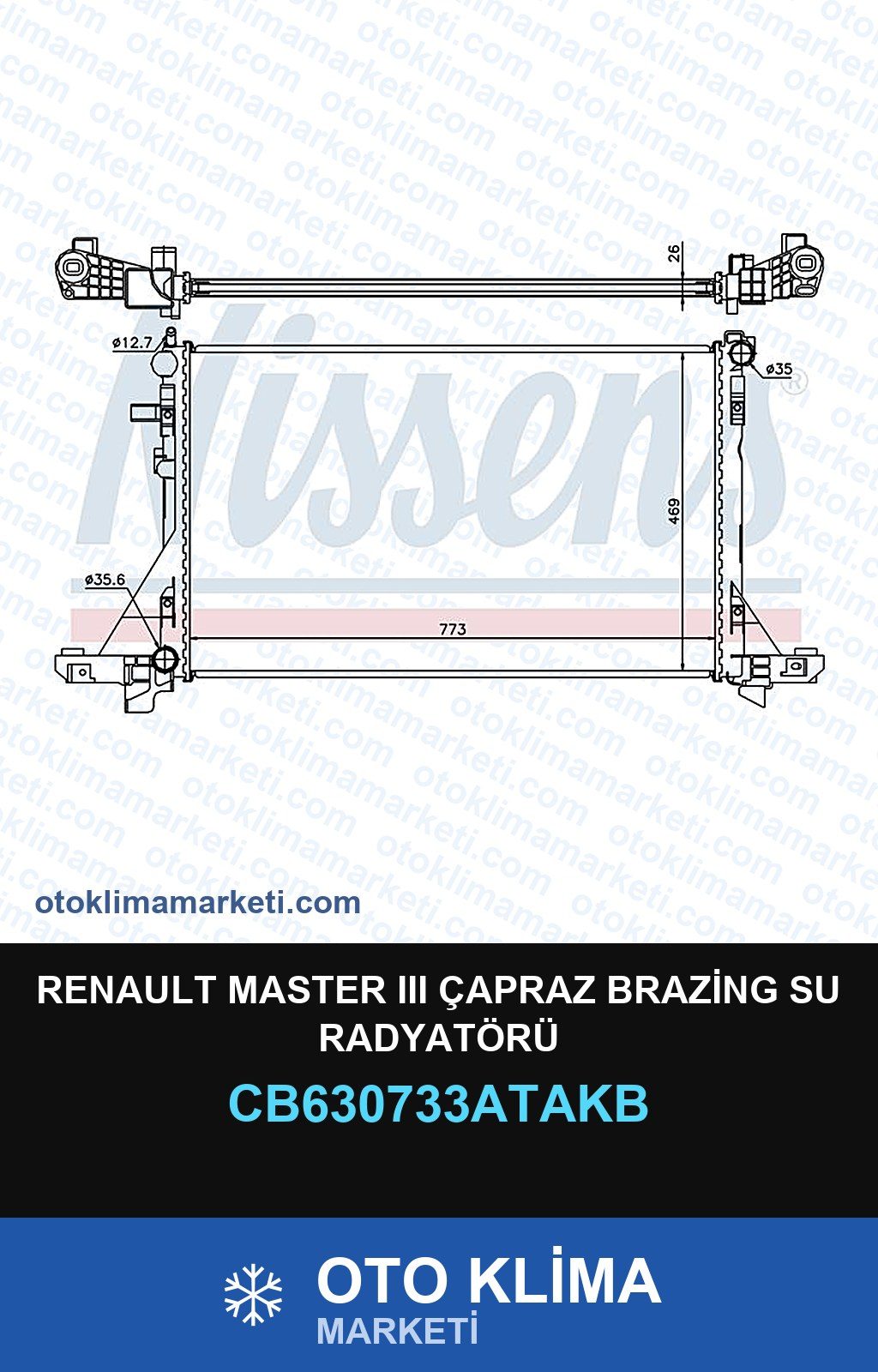 Renault Master III (3) Çapraz Brazing Su Radyatörü — SU RADYATÖRÜ — VEKA marka — Uyumlu: RENAULT
