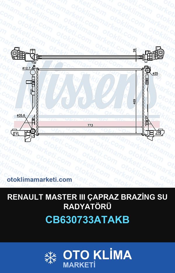 Renault Master III (3) Çapraz Brazing Su Radyatörü — SU RADYATÖRÜ — VEKA marka — Uyumlu: RENAULT