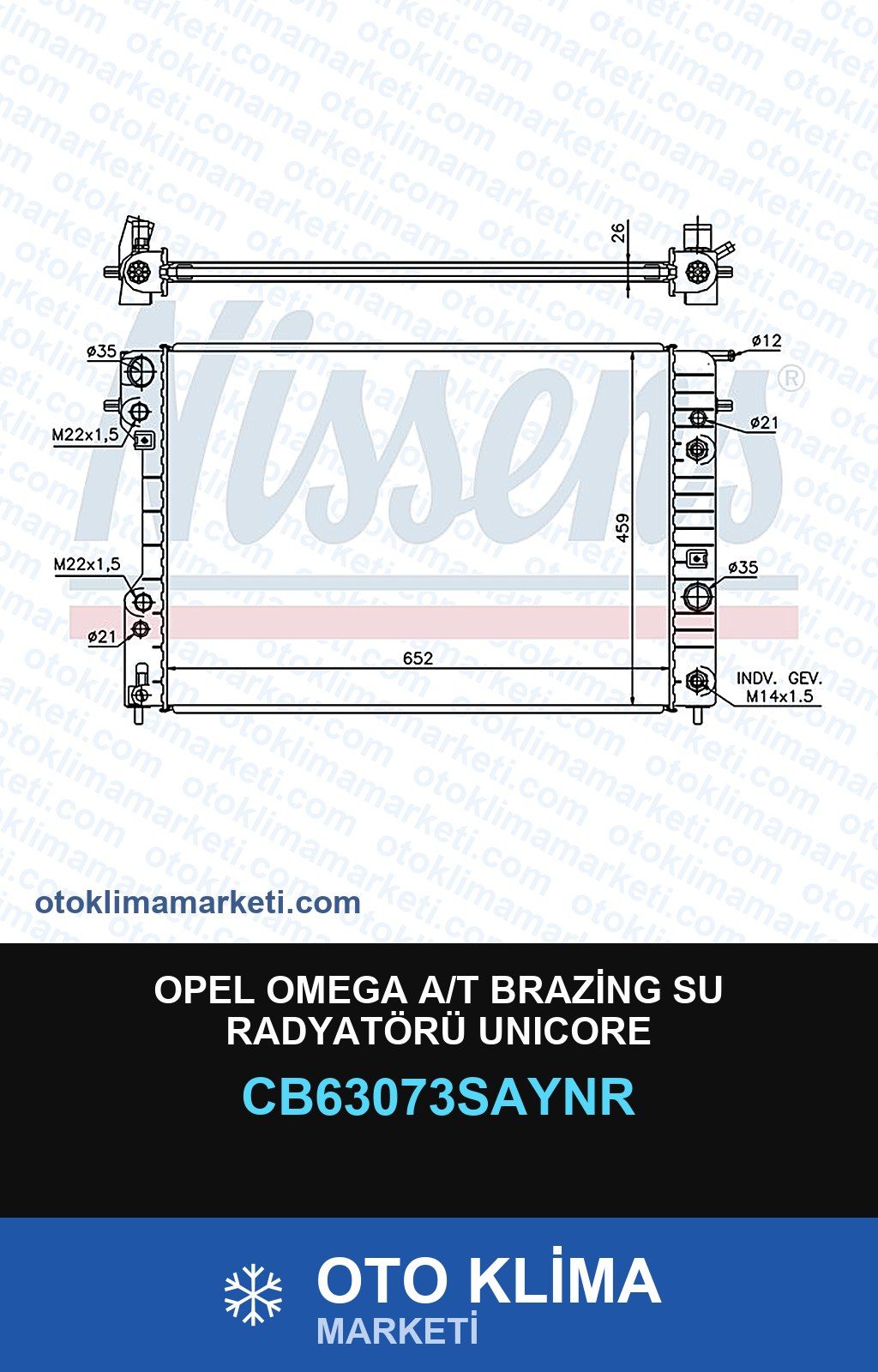 Opel Omega A/T Brazing Su Radyatörü Unicore — SU RADYATÖRÜ — UNICORE marka — Uyumlu: OPEL