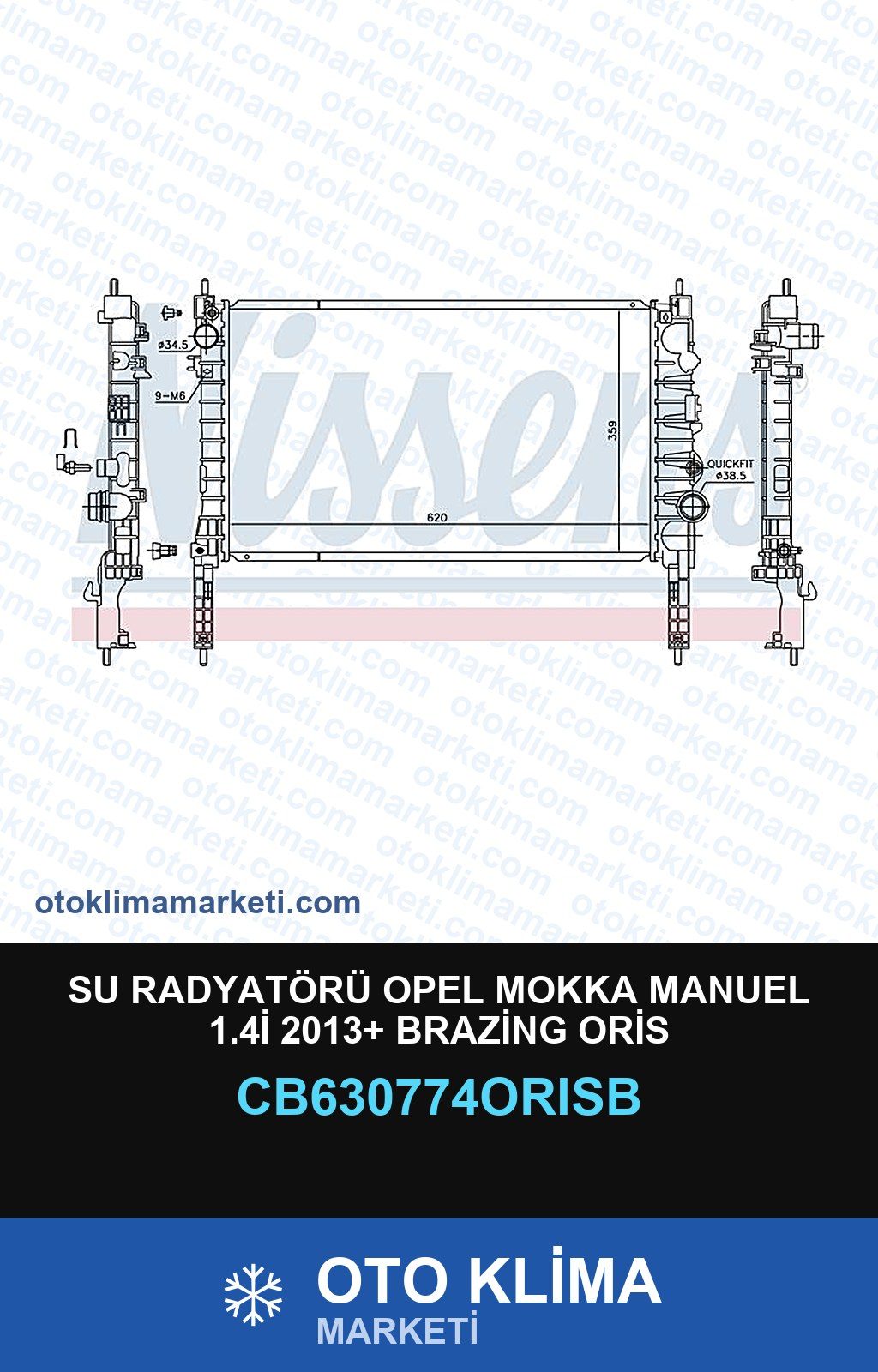 Su Radyatörü Opel Mokka Manuel 1.4İ 2013+ Brazing Oris — SU RADYATÖRÜ — ORİS marka — Uyumlu: OPEL