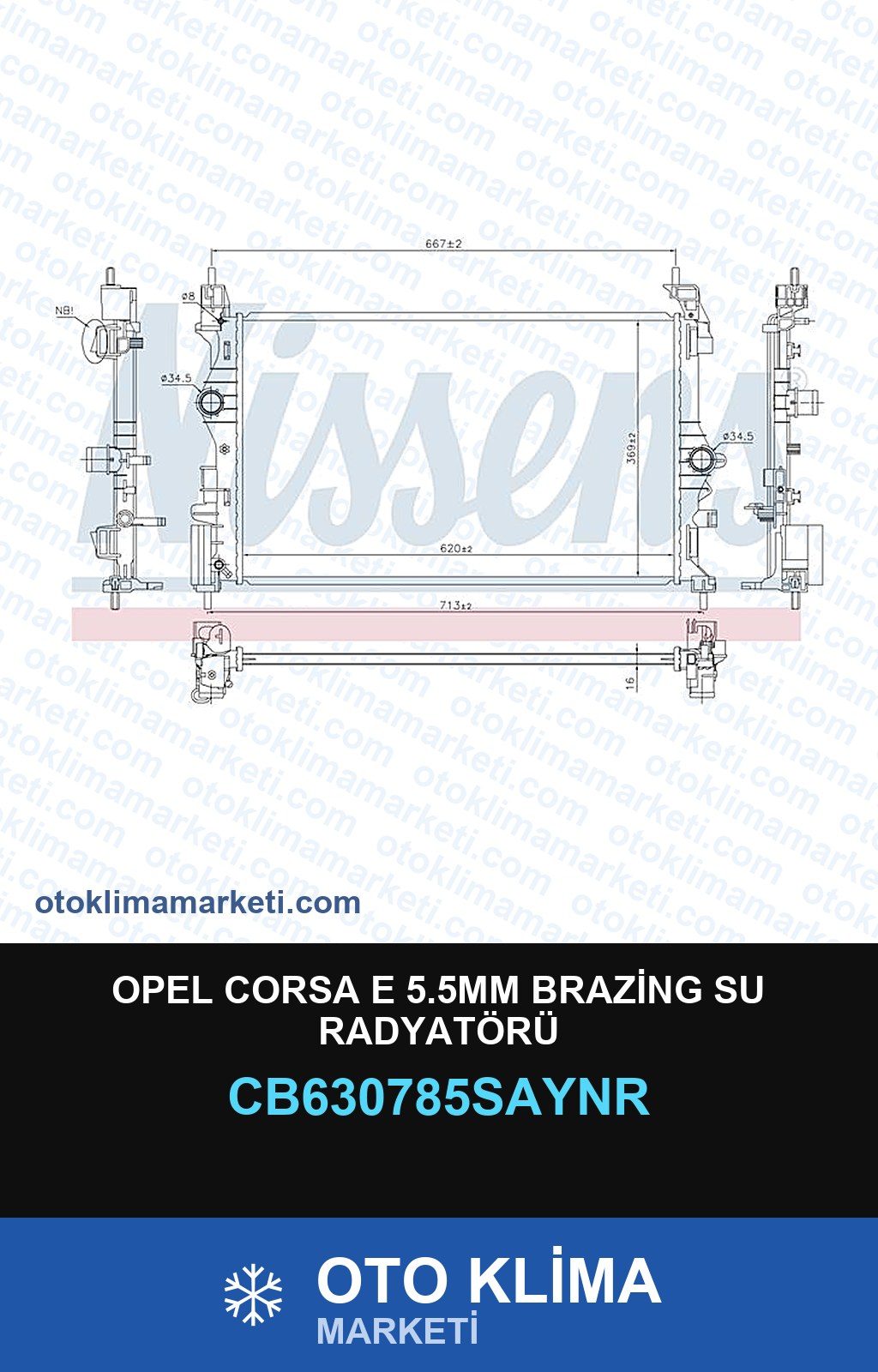Opel Corsa E 5.5MM Brazing Su Radyatörü — SU RADYATÖRÜ — UNICORE marka — Uyumlu: OPEL