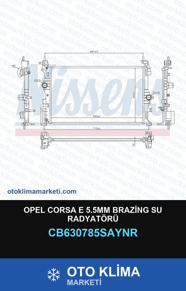 Opel Corsa E 5.5MM Brazing Su Radyatörü — SU RADYATÖRÜ — UNICORE marka — Uyumlu: OPEL