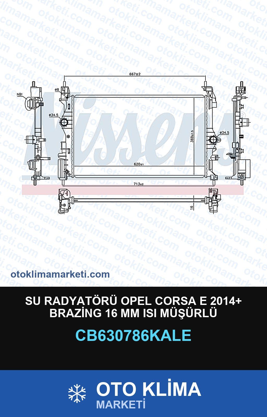 Su Radyatörü Opel Corsa E 2014+ Brazing 16 MM Isı Müşürlü — SU RADYATÖRÜ — KALE marka — Uyumlu: OPEL