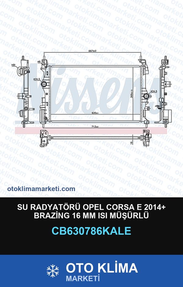 Su Radyatörü Opel Corsa E 2014+ Brazing 16 MM Isı Müşürlü — SU RADYATÖRÜ — KALE marka — Uyumlu: OPEL