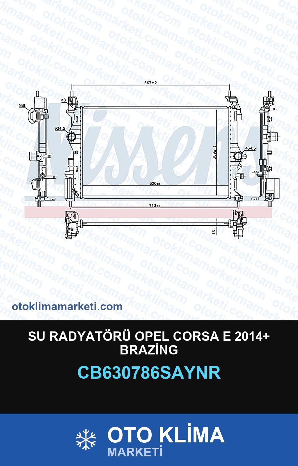 Su Radyatörü Opel Corsa E 2014+ Brazing — SU RADYATÖRÜ — UNICORE marka — Uyumlu: OPEL