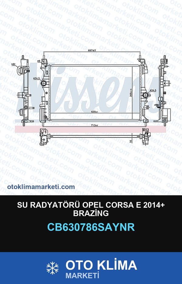 Su Radyatörü Opel Corsa E 2014+ Brazing — SU RADYATÖRÜ — UNICORE marka — Uyumlu: OPEL