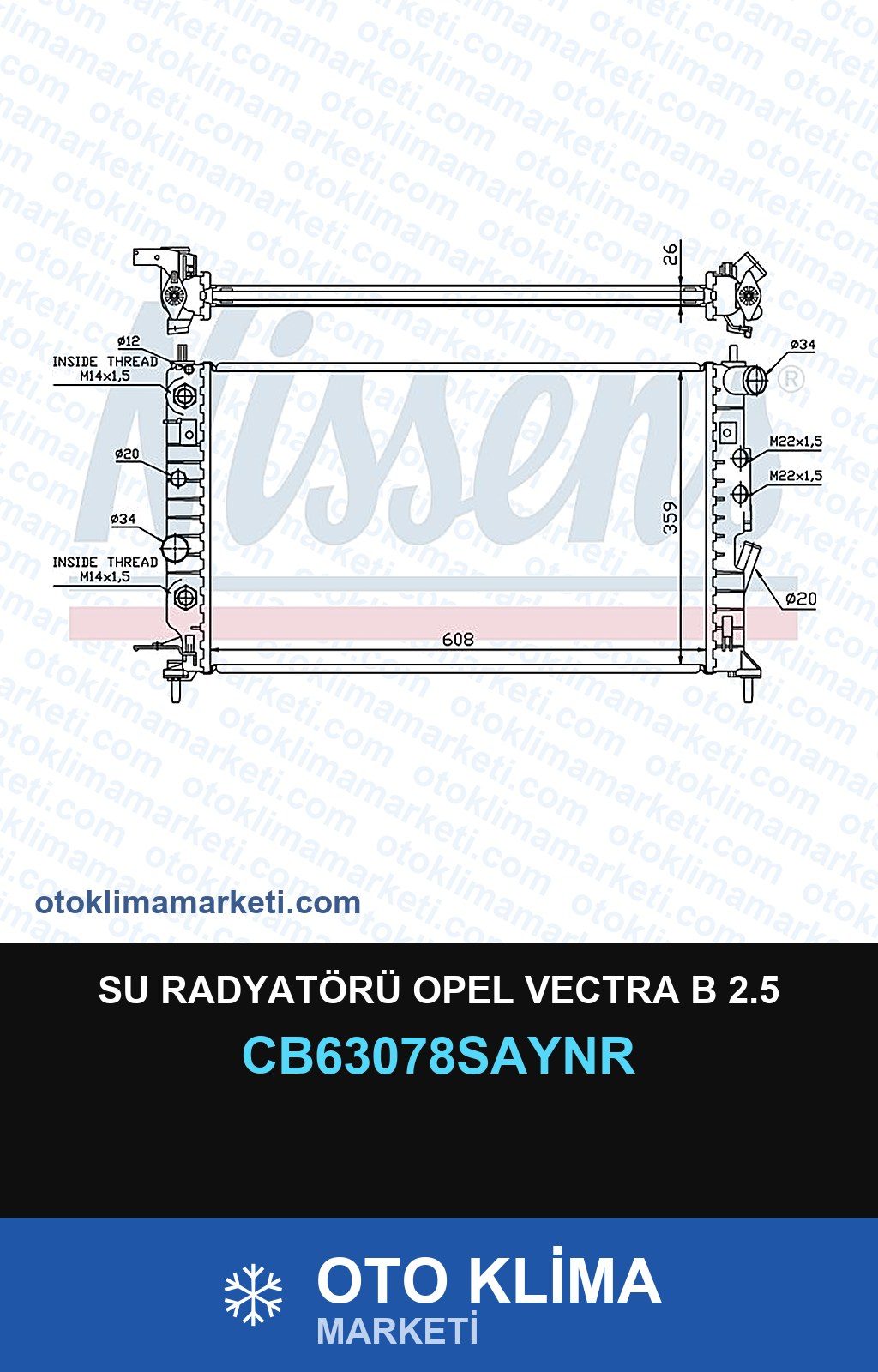Su Radyatörü Opel Vectra B 2.5 — SU RADYATÖRÜ — UNICORE marka — Uyumlu: OPEL