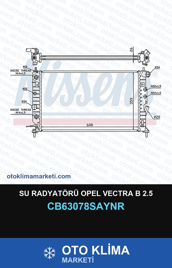 Su Radyatörü Opel Vectra B 2.5 — SU RADYATÖRÜ — UNICORE marka — Uyumlu: OPEL