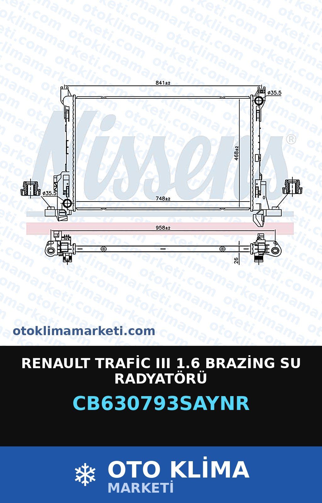 Renault Trafic III (3) 1.6 Brazing Su Radyatörü — SU RADYATÖRÜ — UNICORE marka — Uyumlu: RENAULT