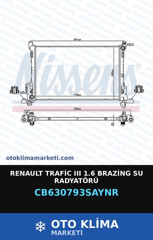 Renault Trafic III (3) 1.6 Brazing Su Radyatörü — SU RADYATÖRÜ — UNICORE marka — Uyumlu: RENAULT