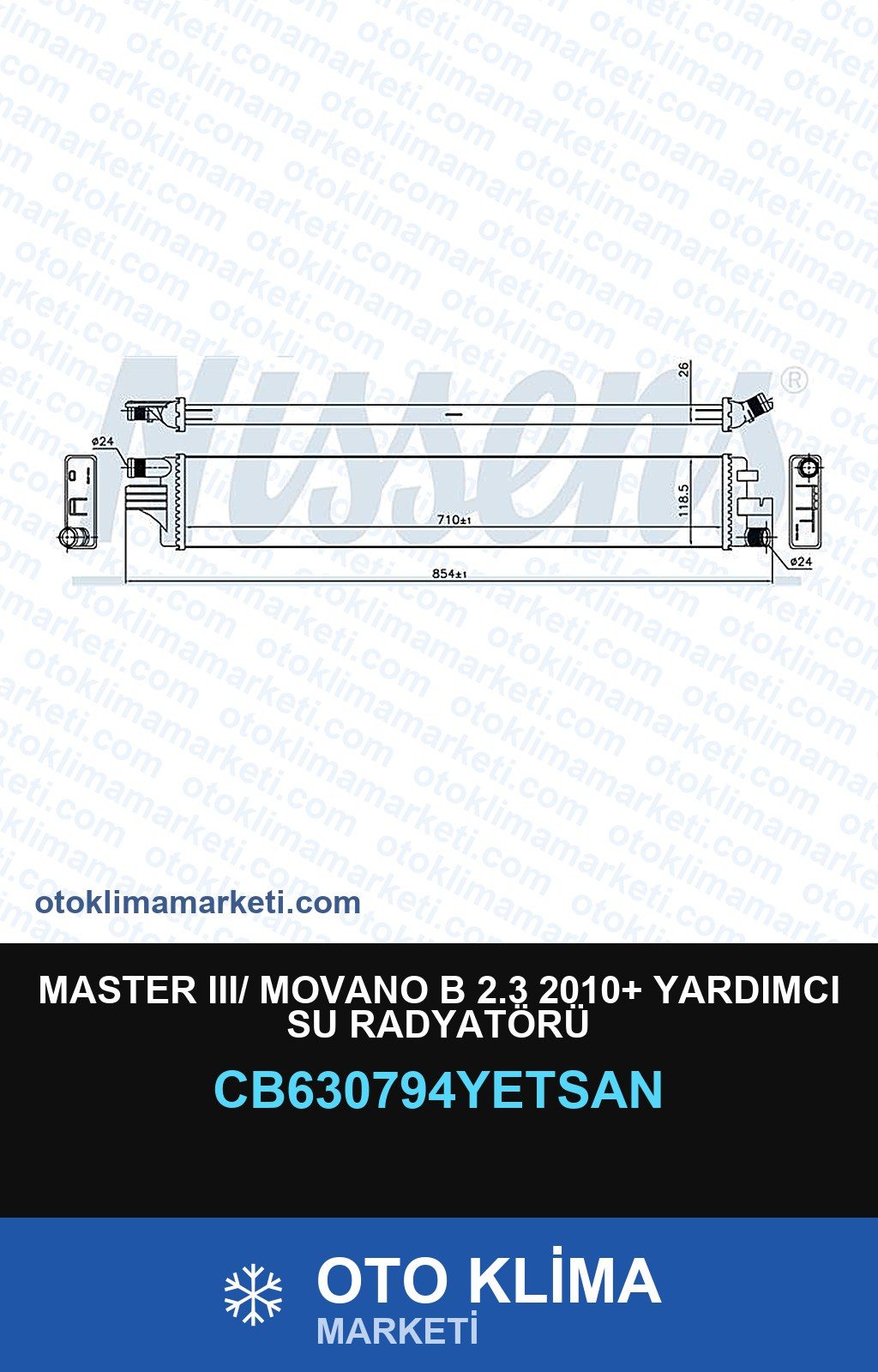 Master III/ Movano B 2.3 2010+ Yardımcı Su Radyatörü — SU RADYATÖRÜ — YETSAN marka