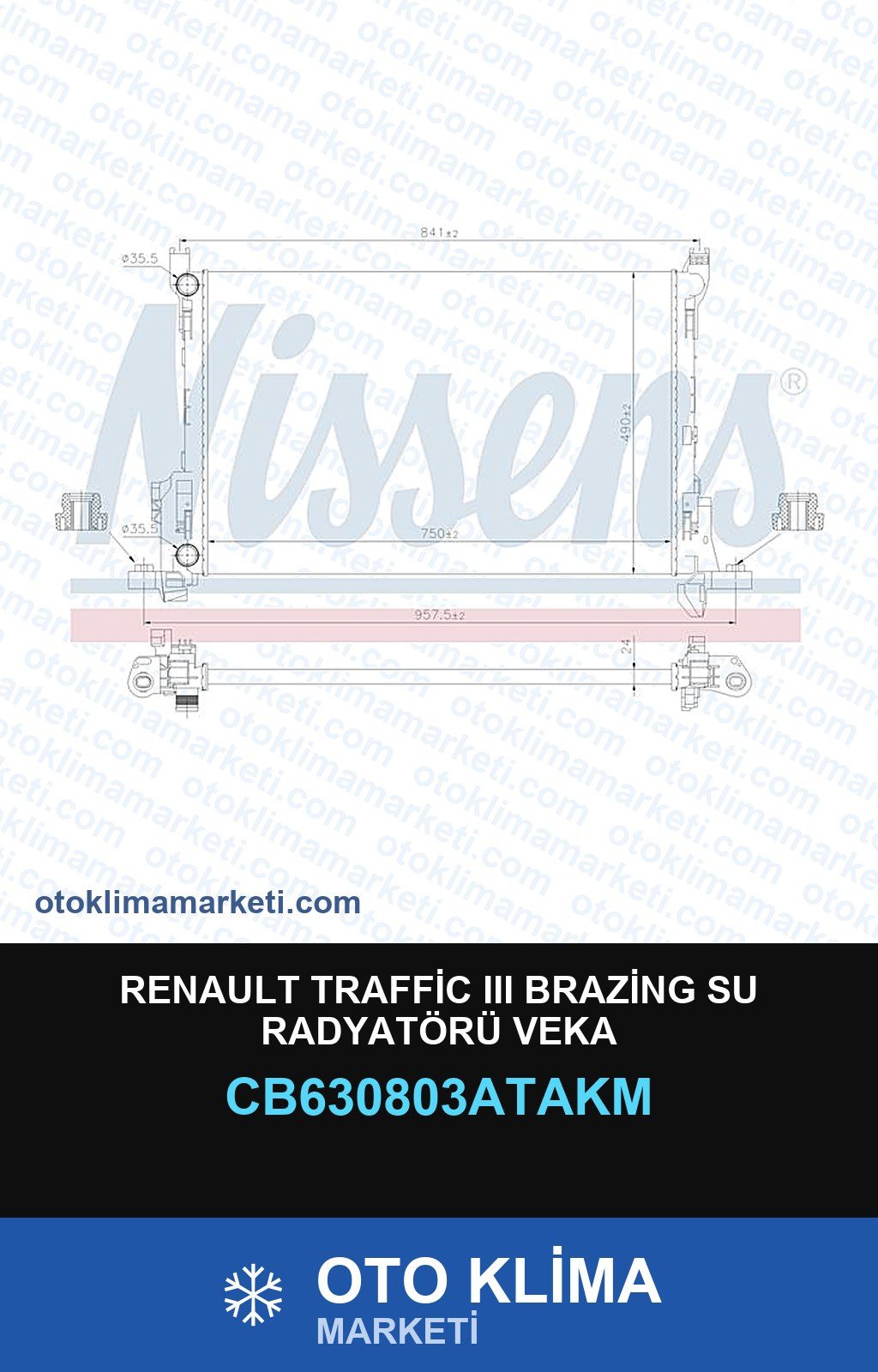 Renault Traffic III (3) Brazing Su Radyatörü Veka — SU RADYATÖRÜ — VEKA marka — Uyumlu: RENAULT