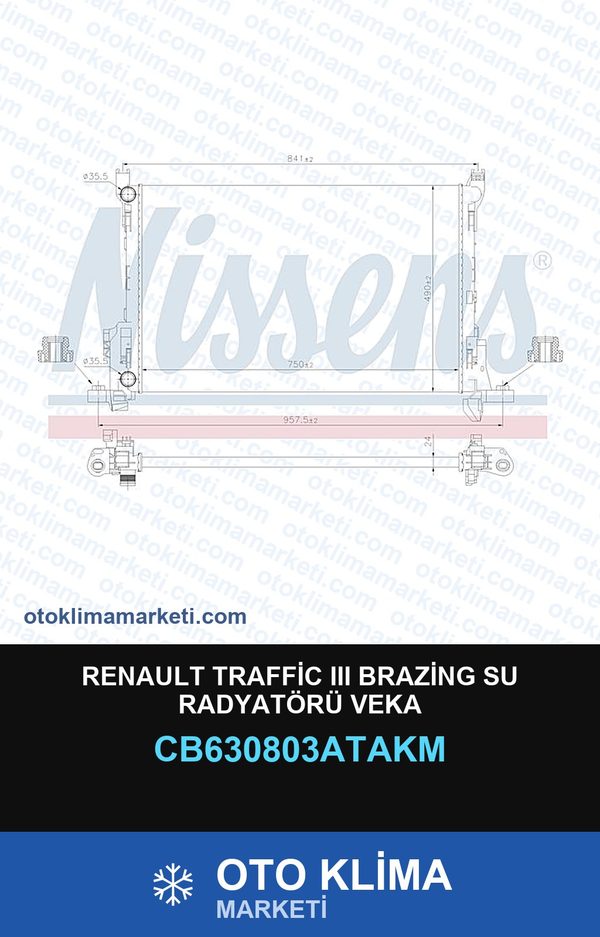 Renault Traffic III (3) Brazing Su Radyatörü Veka — SU RADYATÖRÜ — VEKA marka — Uyumlu: RENAULT