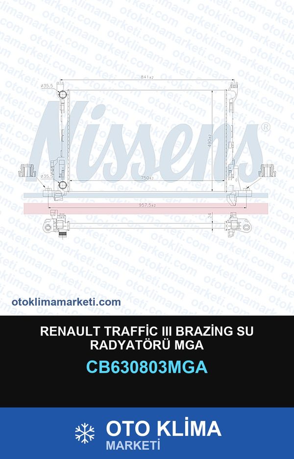 Renault Traffic III (3) Brazing Su Radyatörü Mga — SU RADYATÖRÜ — MGA marka — Uyumlu: RENAULT