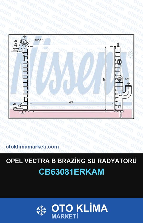 Opel Vectra B Brazing Su Radyatörü — SU RADYATÖRÜ — ERKA marka — Uyumlu: OPEL