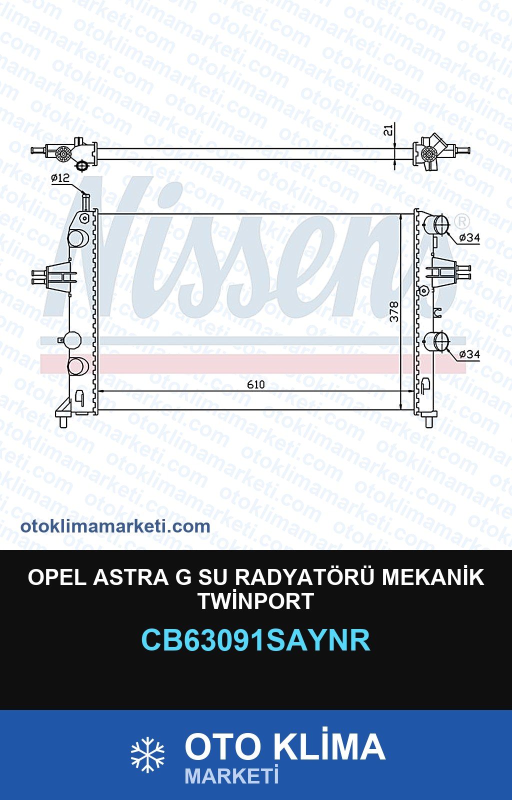 Opel Astra G Su Radyatörü Mekanik Twinport — SU RADYATÖRÜ — COOLTECH marka — Uyumlu: OPEL