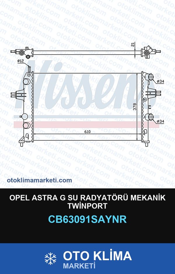 Opel Astra G Su Radyatörü Mekanik Twinport — SU RADYATÖRÜ — COOLTECH marka — Uyumlu: OPEL