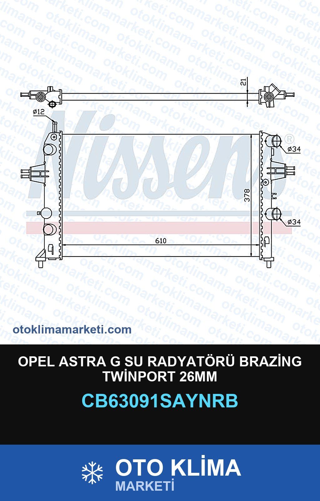Opel Astra G Su Radyatörü Brazing Twinport 26MM — SU RADYATÖRÜ — UNICORE marka — Uyumlu: OPEL