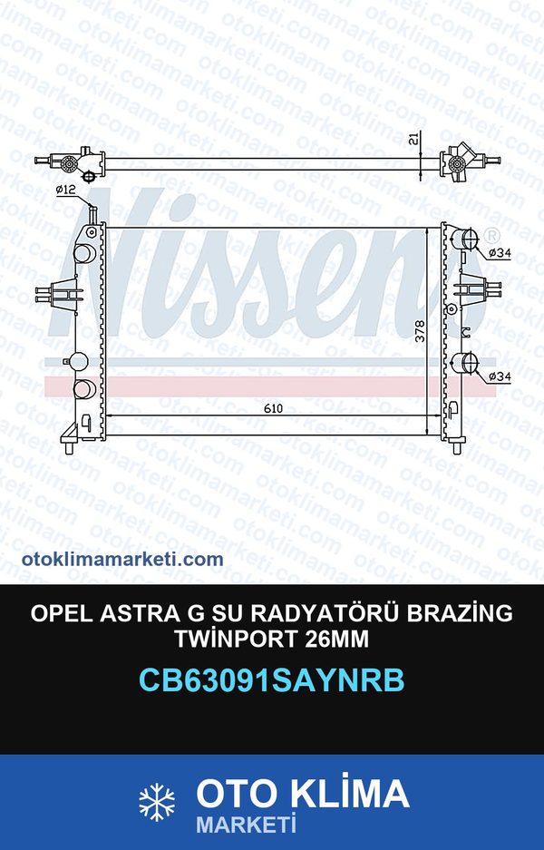 Opel Astra G Su Radyatörü Brazing Twinport 26MM — SU RADYATÖRÜ — UNICORE marka — Uyumlu: OPEL