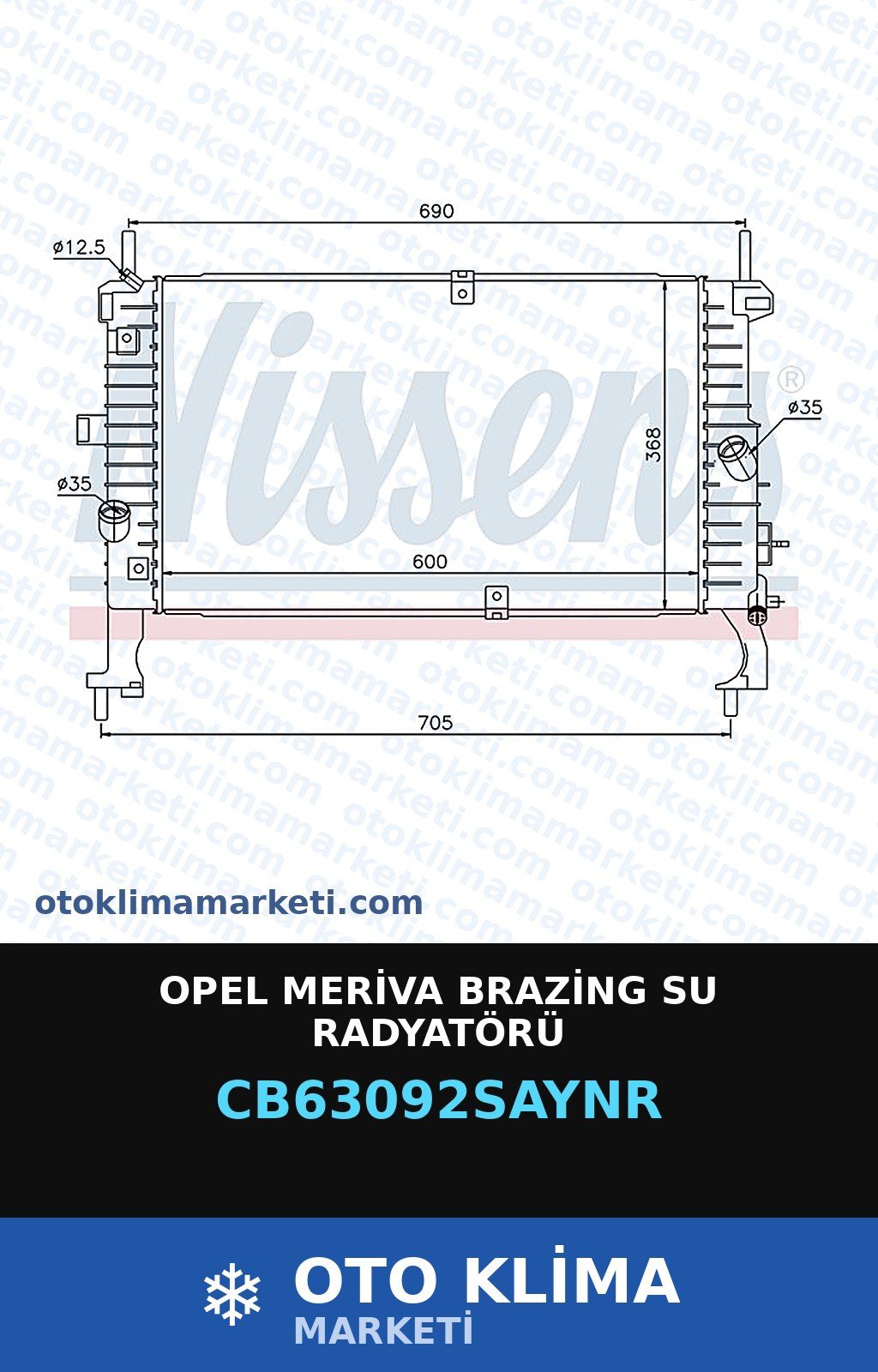 Opel Meriva Brazing Su Radyatörü — SU RADYATÖRÜ — UNICORE marka — Uyumlu: OPEL