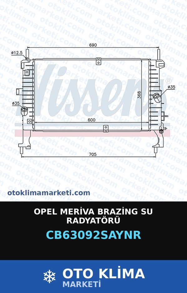 Opel Meriva Brazing Su Radyatörü — SU RADYATÖRÜ — UNICORE marka — Uyumlu: OPEL