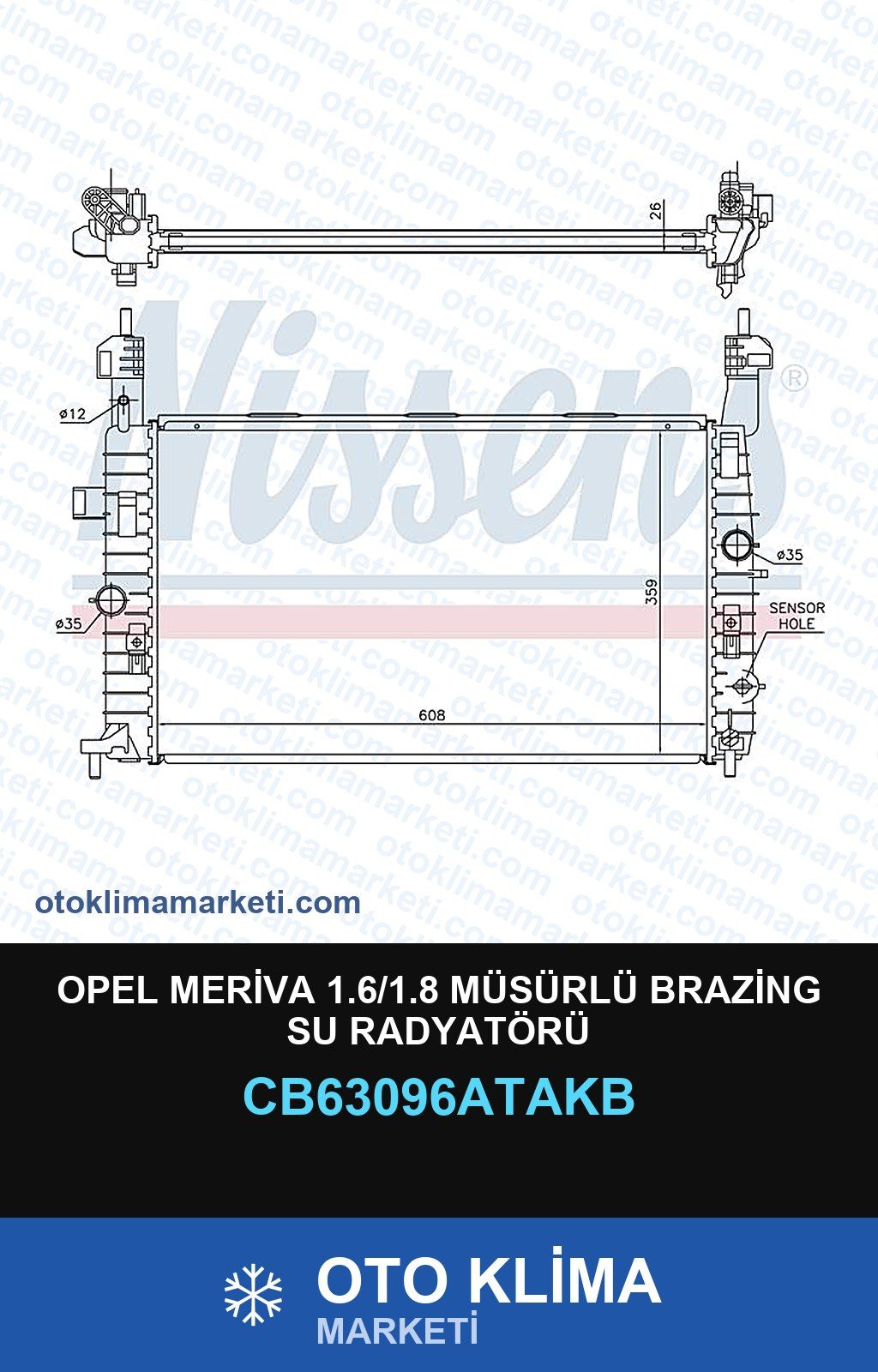 Opel Meriva 1.6/1.8 Müsürlü Brazing Su Radyatörü — SU RADYATÖRÜ — VEKA marka — Uyumlu: OPEL