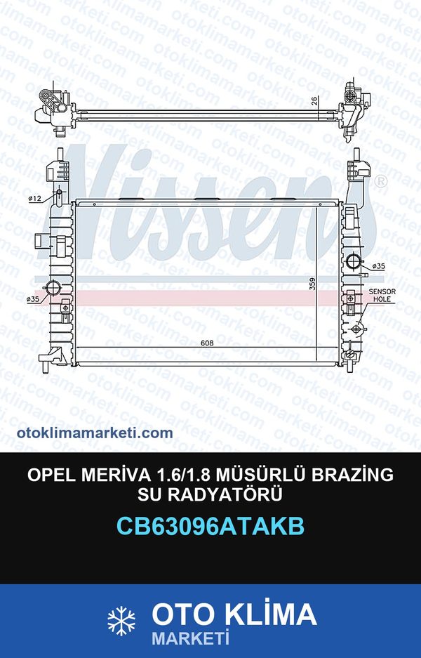 Opel Meriva 1.6/1.8 Müsürlü Brazing Su Radyatörü — SU RADYATÖRÜ — VEKA marka — Uyumlu: OPEL