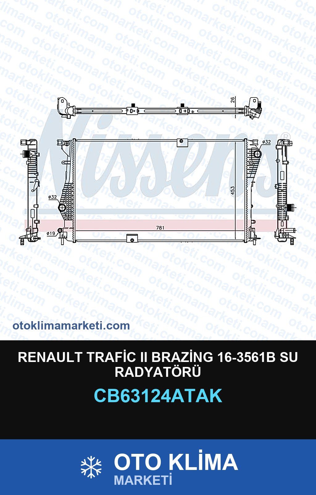 Renault Trafic II (2) Brazing 16-3561B Su Radyatörü — SU RADYATÖRÜ — VEKA marka — Uyumlu: RENAULT
