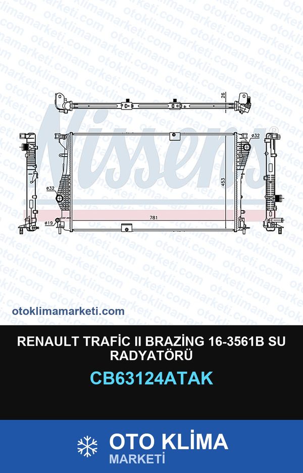 Renault Trafic II (2) Brazing 16-3561B Su Radyatörü — SU RADYATÖRÜ — VEKA marka — Uyumlu: RENAULT