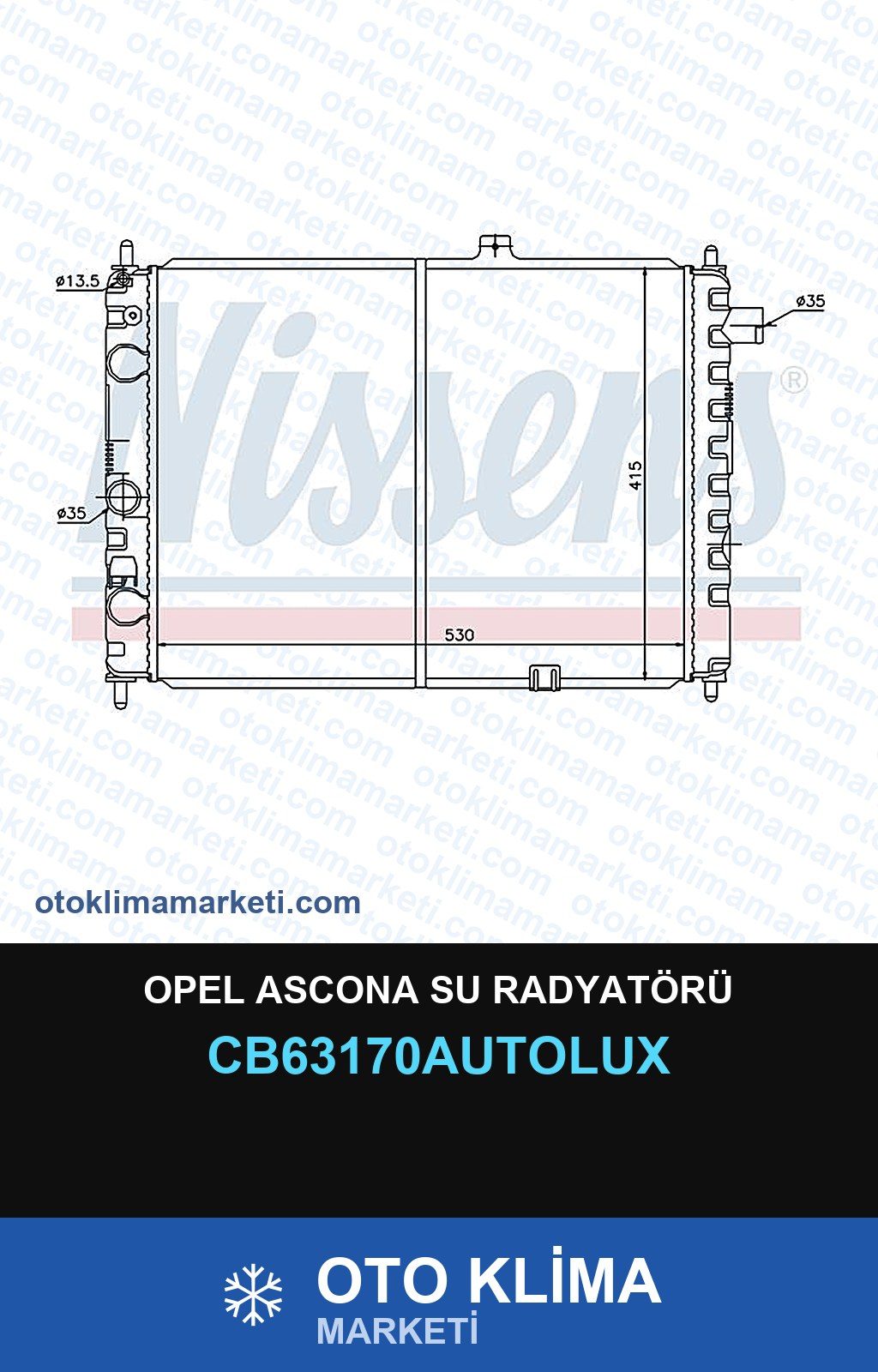 Opel Ascona Su Radyatörü — SU RADYATÖRÜ — AUTOLUX marka — Uyumlu: OPEL