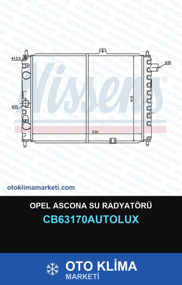 Opel Ascona Su Radyatörü — SU RADYATÖRÜ — AUTOLUX marka — Uyumlu: OPEL