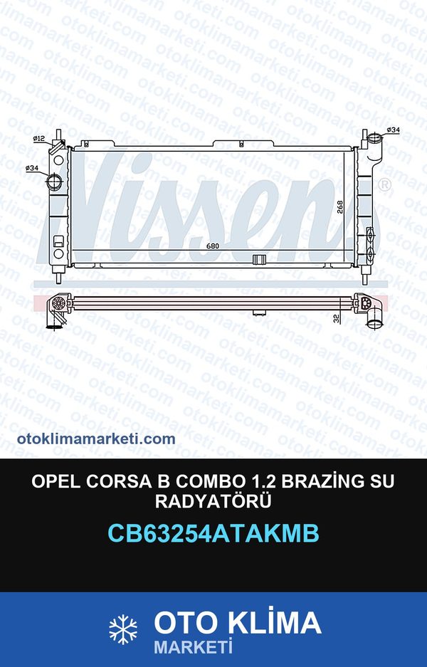 Opel Corsa B Combo 1.2 Brazing Su Radyatörü — SU RADYATÖRÜ — VEKA marka — Uyumlu: OPEL