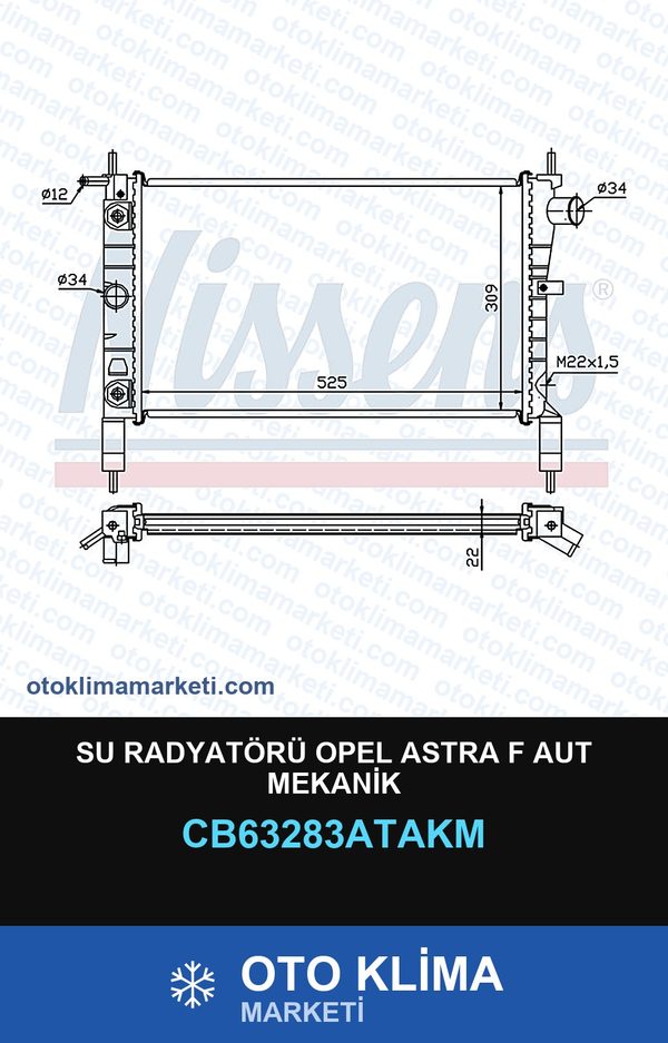 Su Radyatörü Opel Astra F Aut Mekanik — SU RADYATÖRÜ — VEKA marka — Uyumlu: OPEL