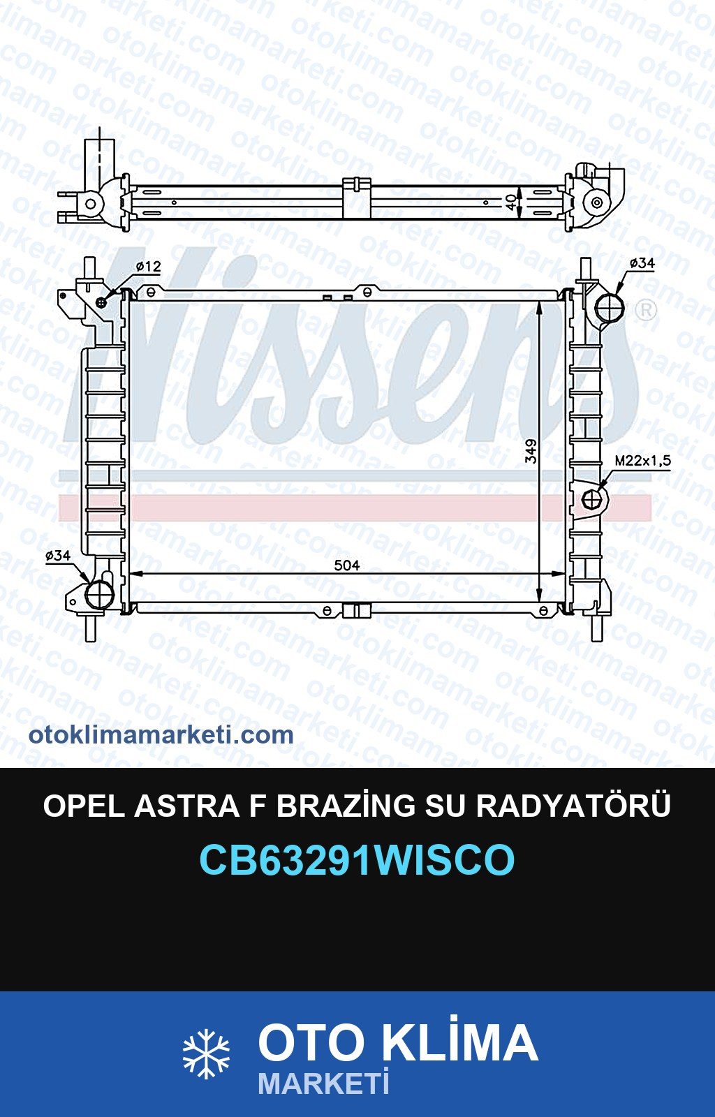 Opel Astra F Brazing Su Radyatörü — SU RADYATÖRÜ — WISCO marka — Uyumlu: OPEL