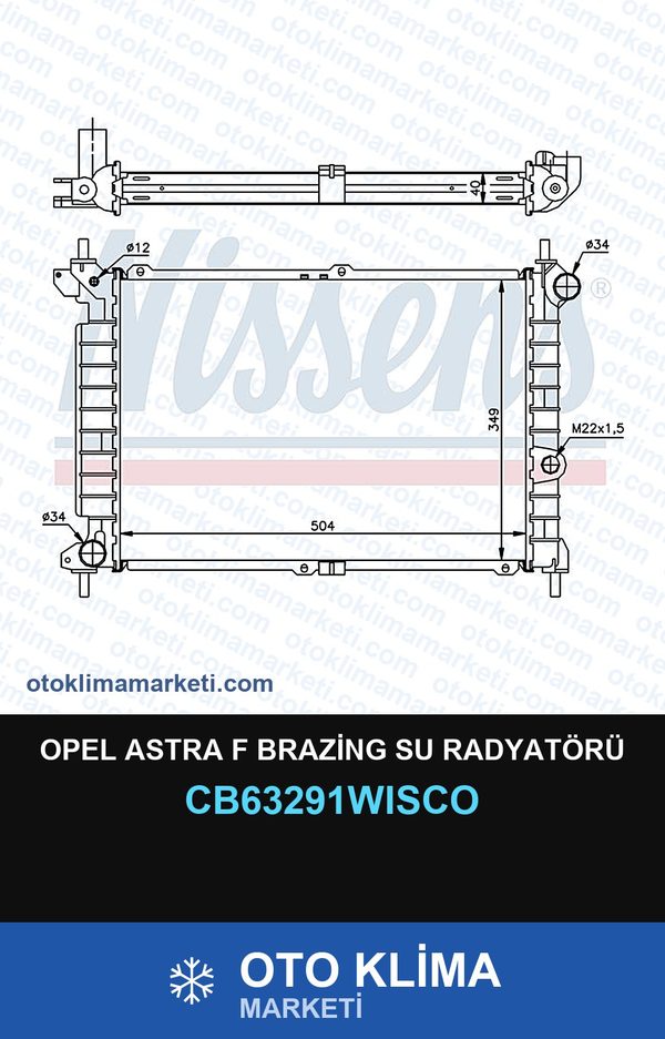 Opel Astra F Brazing Su Radyatörü — SU RADYATÖRÜ — WISCO marka — Uyumlu: OPEL