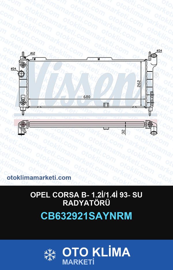 Opel Corsa B- 1.2İ/1.4İ 93- Su Radyatörü — SU RADYATÖRÜ — COOLTECH marka — Uyumlu: OPEL
