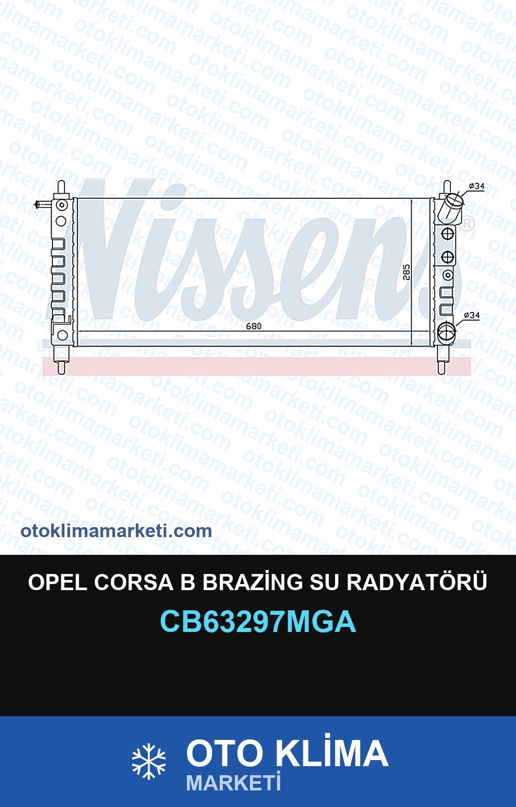 Opel Corsa B Brazing Su Radyatörü — SU RADYATÖRÜ — MGA marka — Uyumlu: OPEL