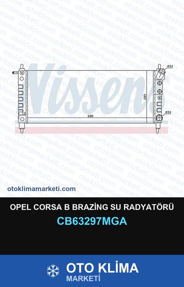 Opel Corsa B Brazing Su Radyatörü — SU RADYATÖRÜ — MGA marka — Uyumlu: OPEL